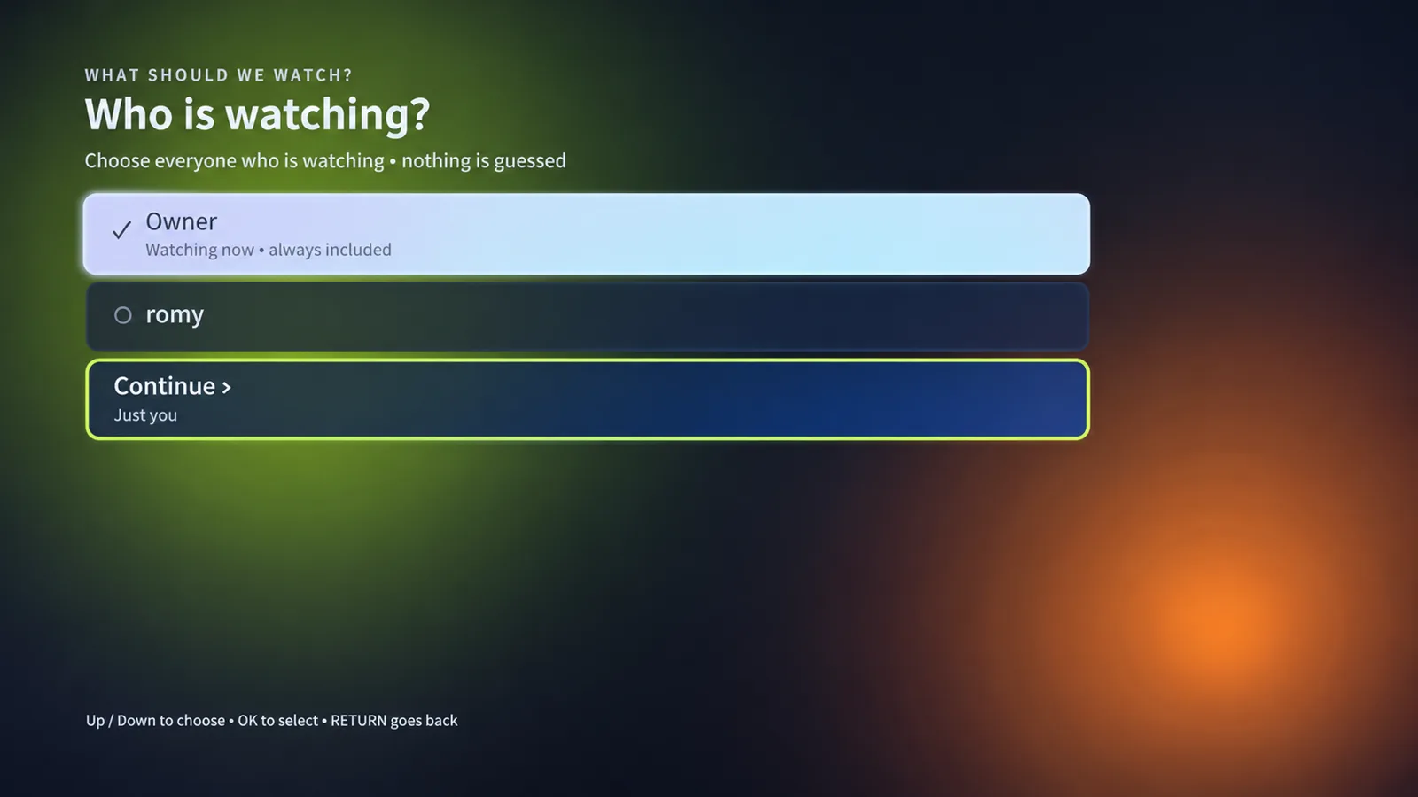 NoxiTV WatchFit viewer selection screen